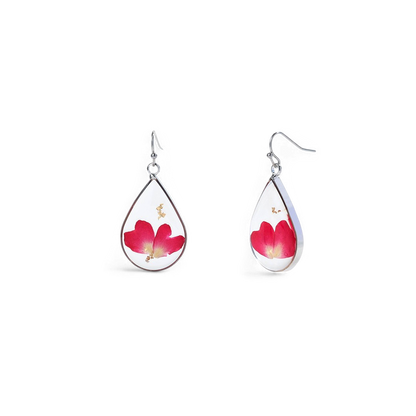 Boucles d'oreilles en fleurs de naissance pressées