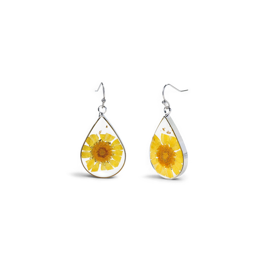 Boucles d'oreilles en fleurs de naissance pressées