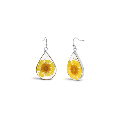 Boucles d'oreilles en fleurs de naissance pressées