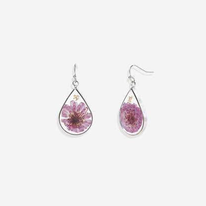 Boucles d'oreilles en fleurs de naissance pressées