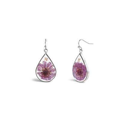 Boucles d'oreilles en fleurs de naissance pressées