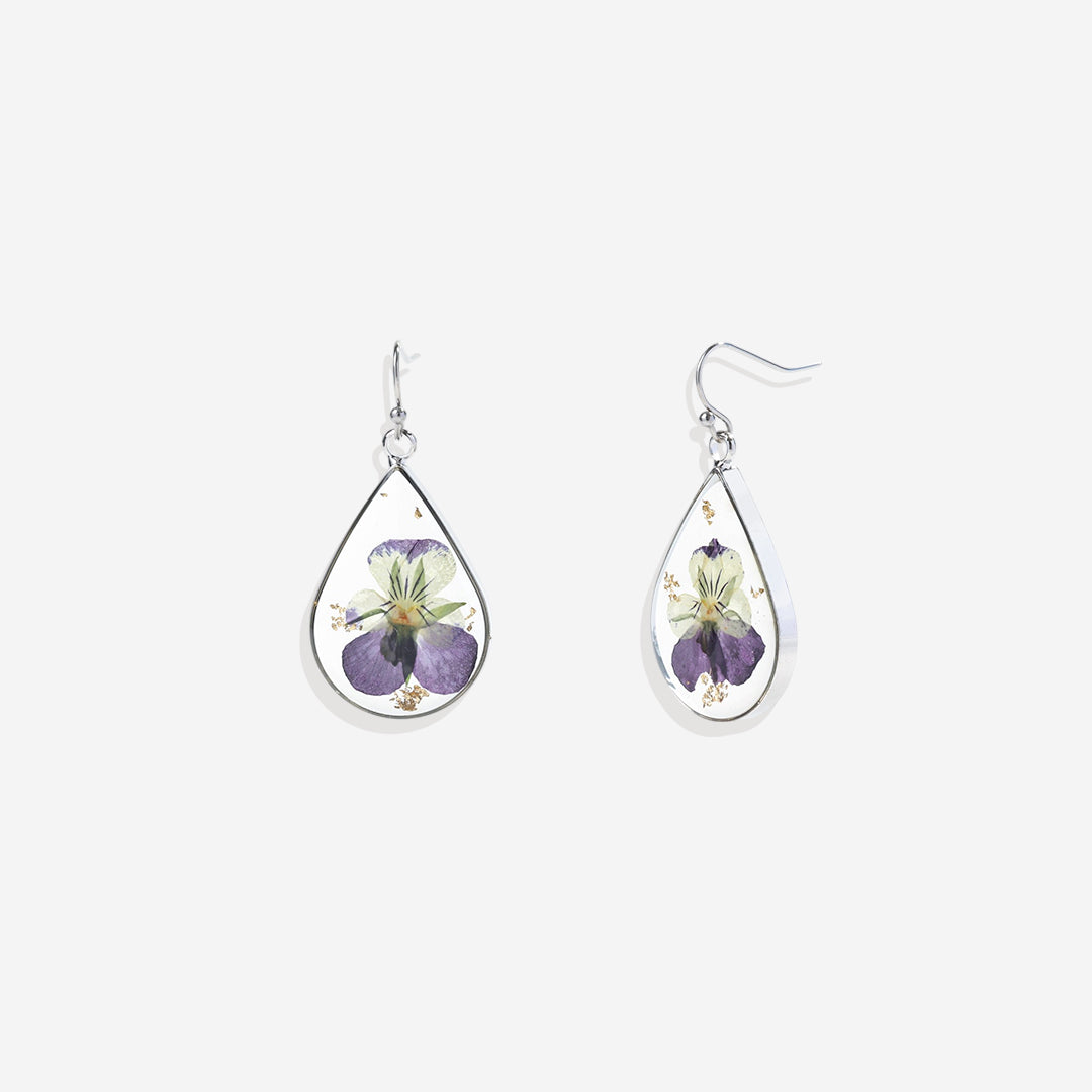 Boucles d'oreilles en fleurs de naissance pressées