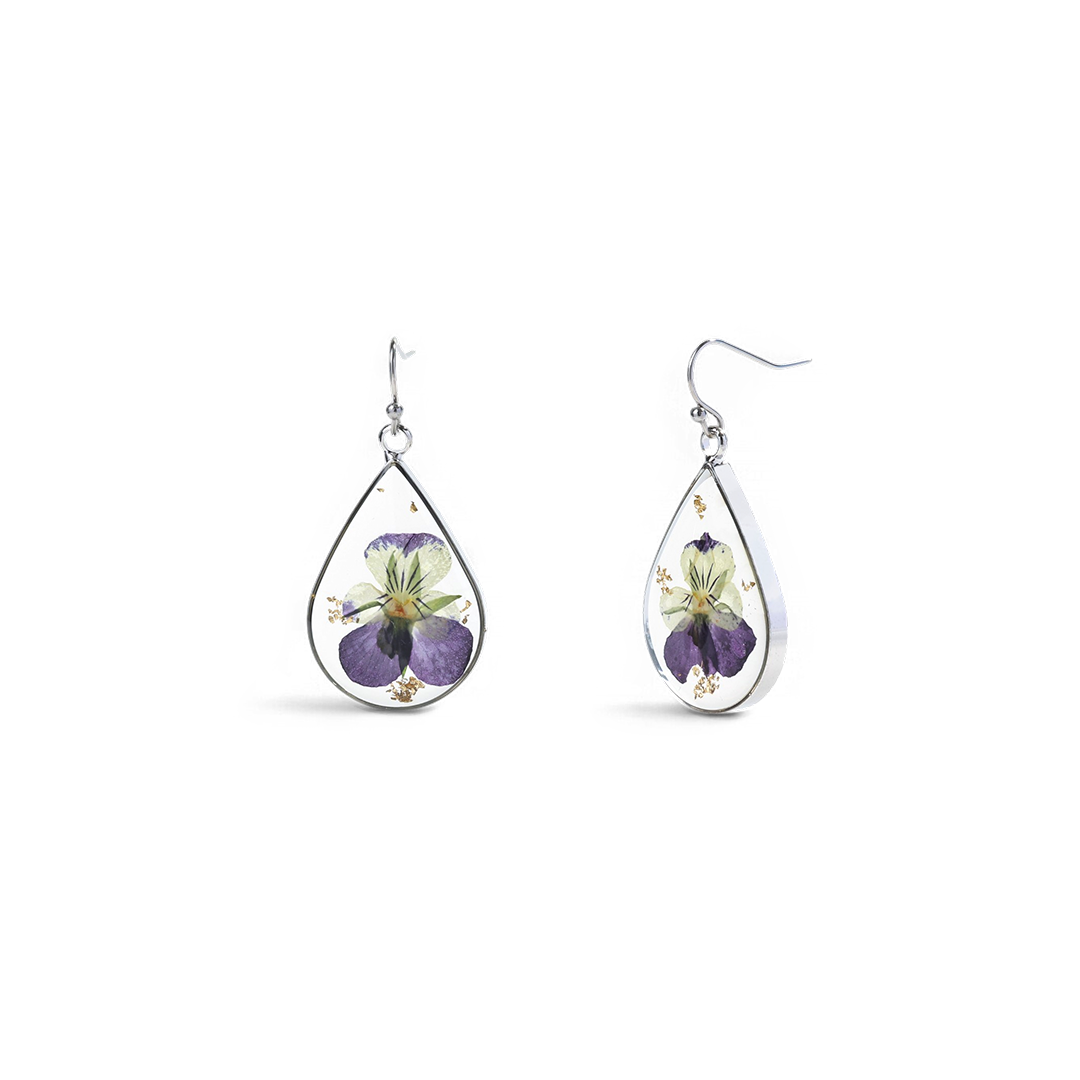 Boucles d'oreilles en fleurs de naissance pressées