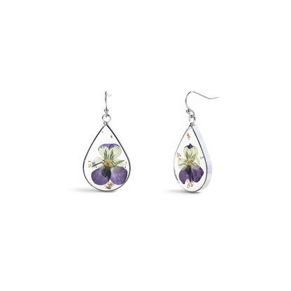 Boucles d'oreilles en fleurs de naissance pressées
