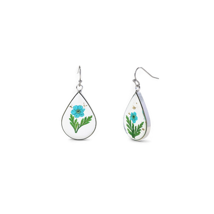 Boucles d'oreilles en fleurs de naissance pressées