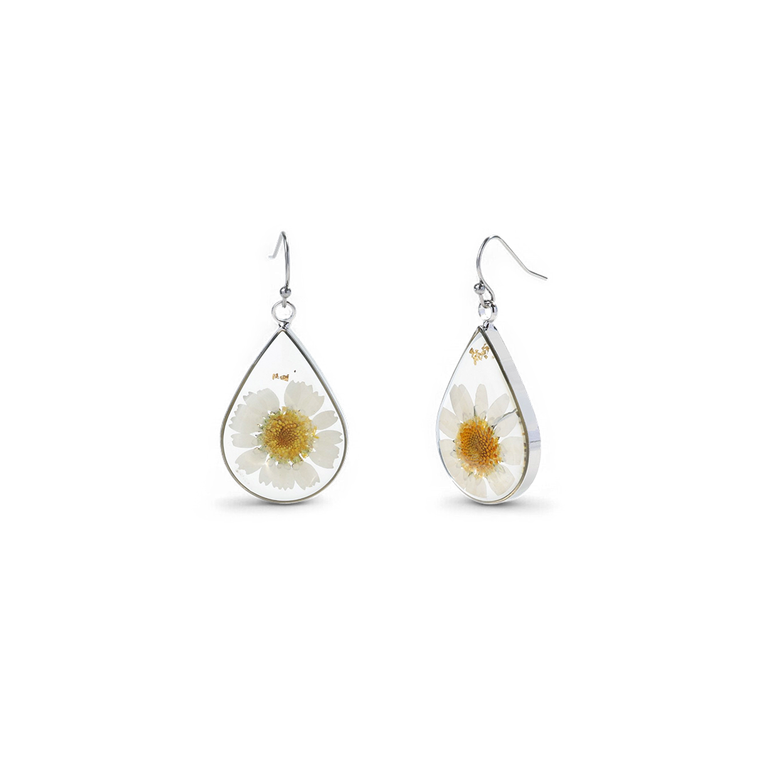 Boucles d'oreilles en fleurs de naissance pressées