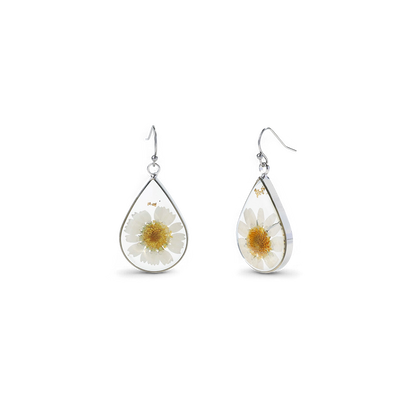 Boucles d'oreilles en fleurs de naissance pressées