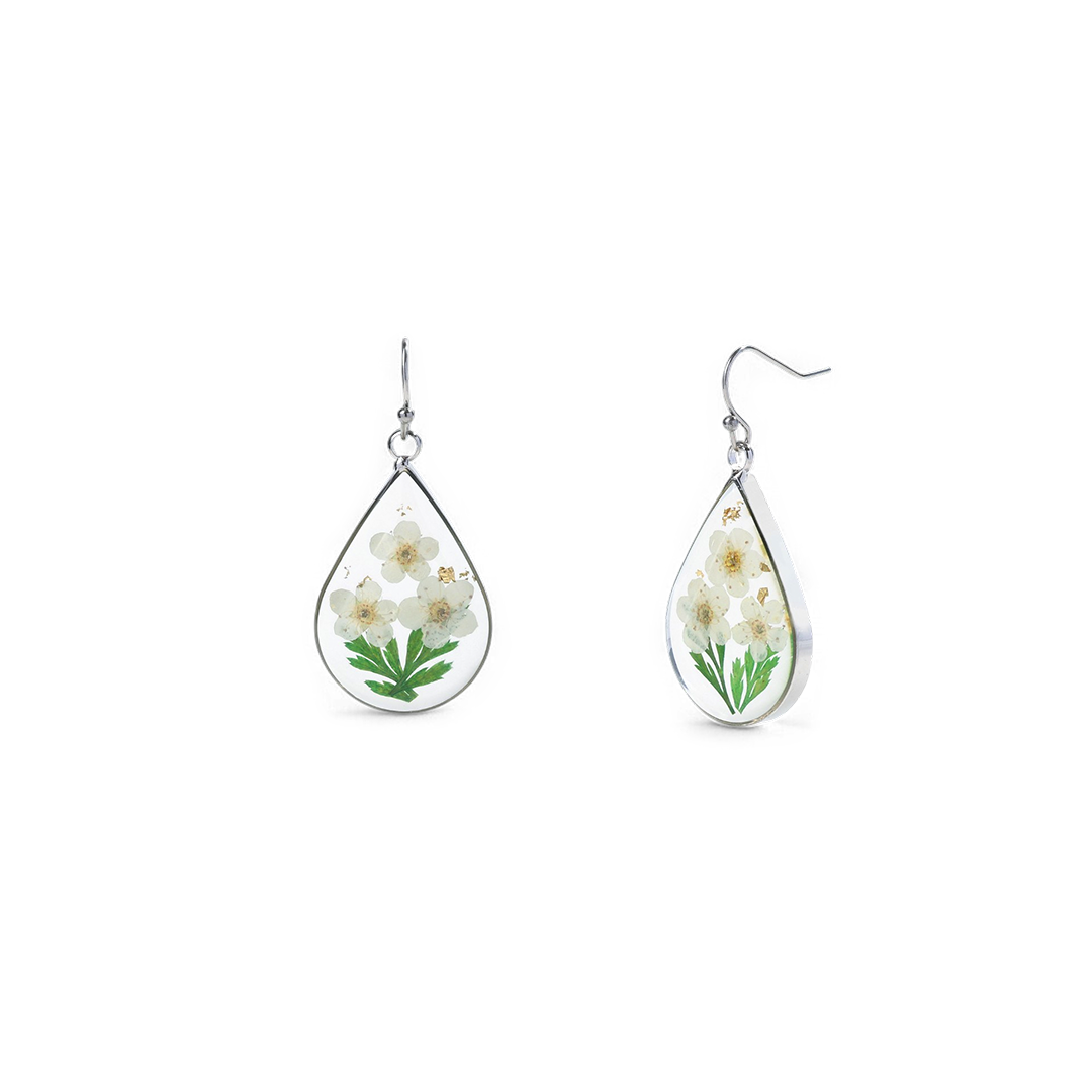 Boucles d'oreilles en fleurs de naissance pressées