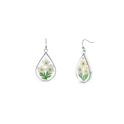 Boucles d'oreilles en fleurs de naissance pressées