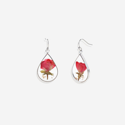 Boucles d'oreilles en fleurs de naissance pressées