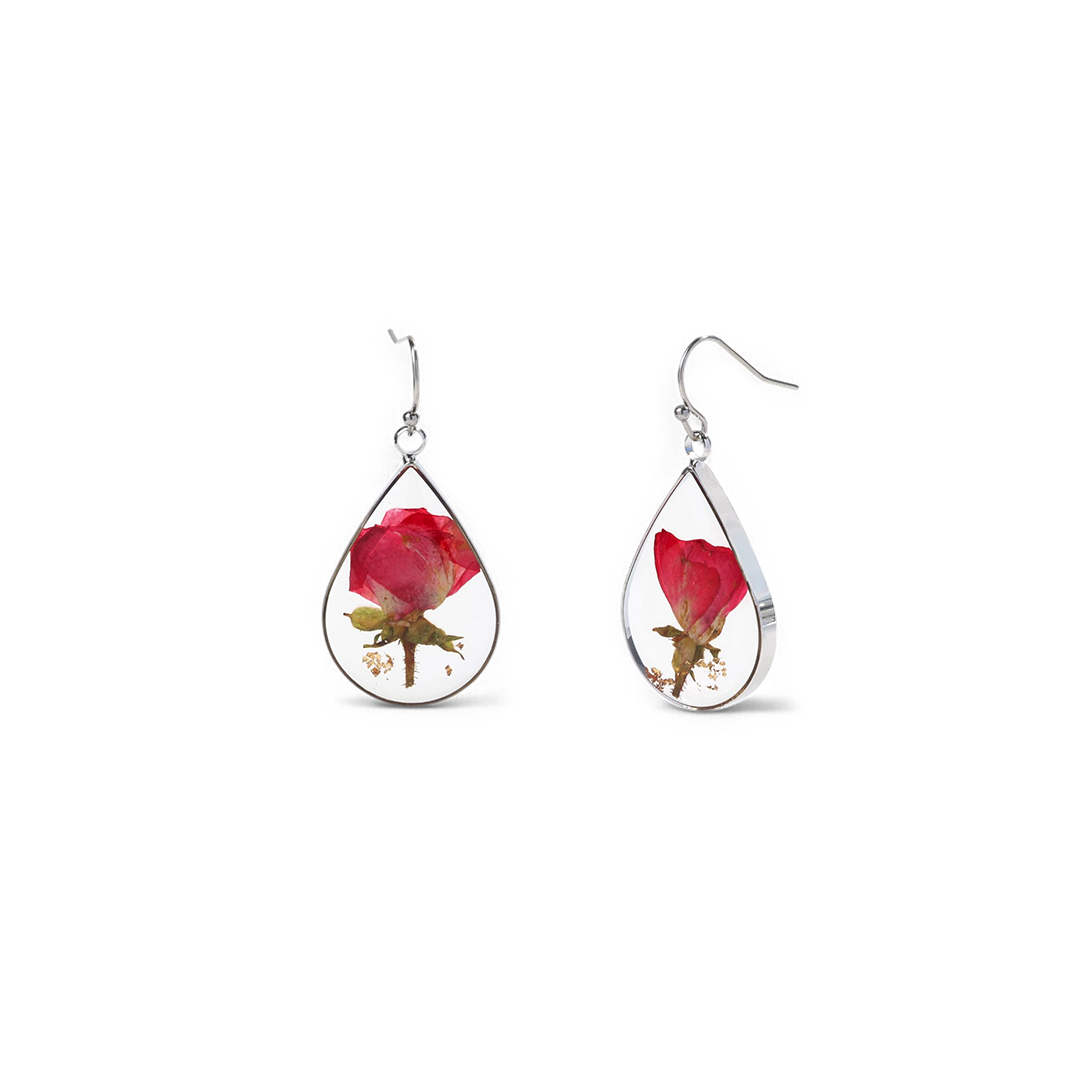 Boucles d'oreilles en fleurs de naissance pressées