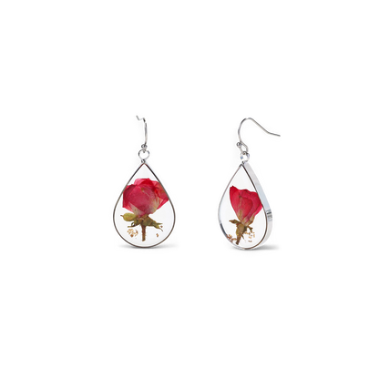 Boucles d'oreilles en fleurs de naissance pressées