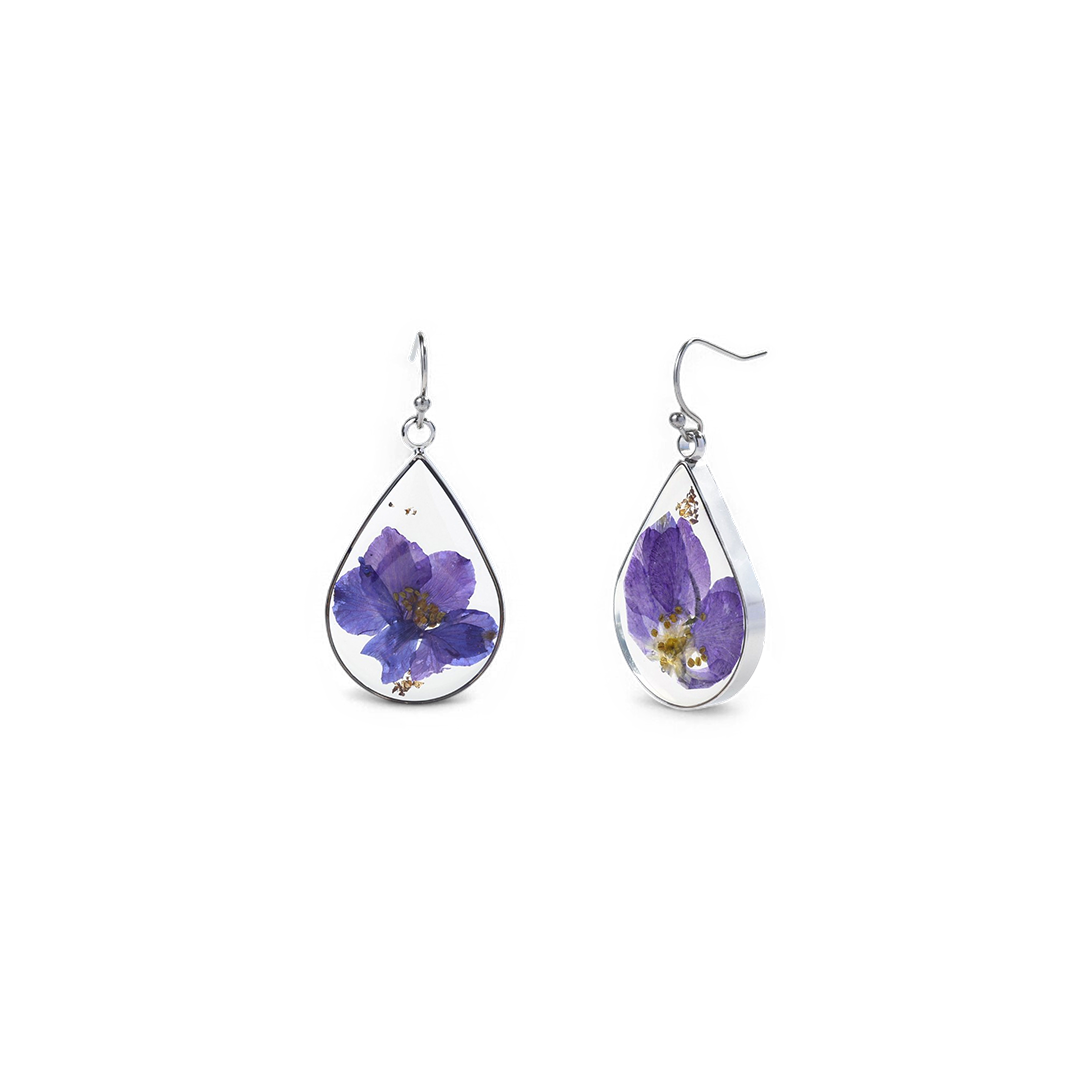 Boucles d'oreilles en fleurs de naissance pressées