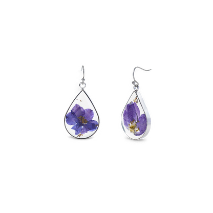 Boucles d'oreilles en fleurs de naissance pressées