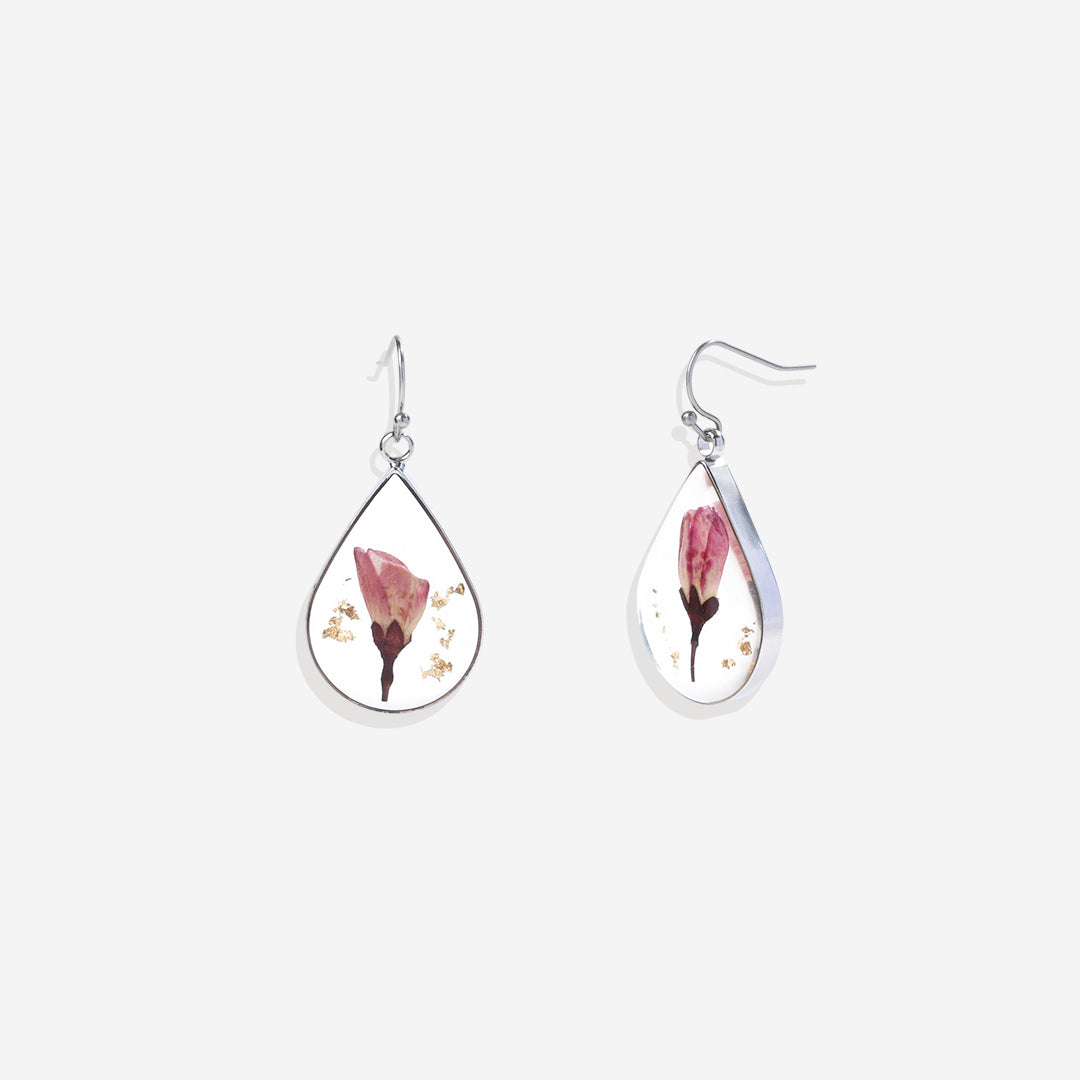 Boucles d'oreilles en fleurs de naissance pressées