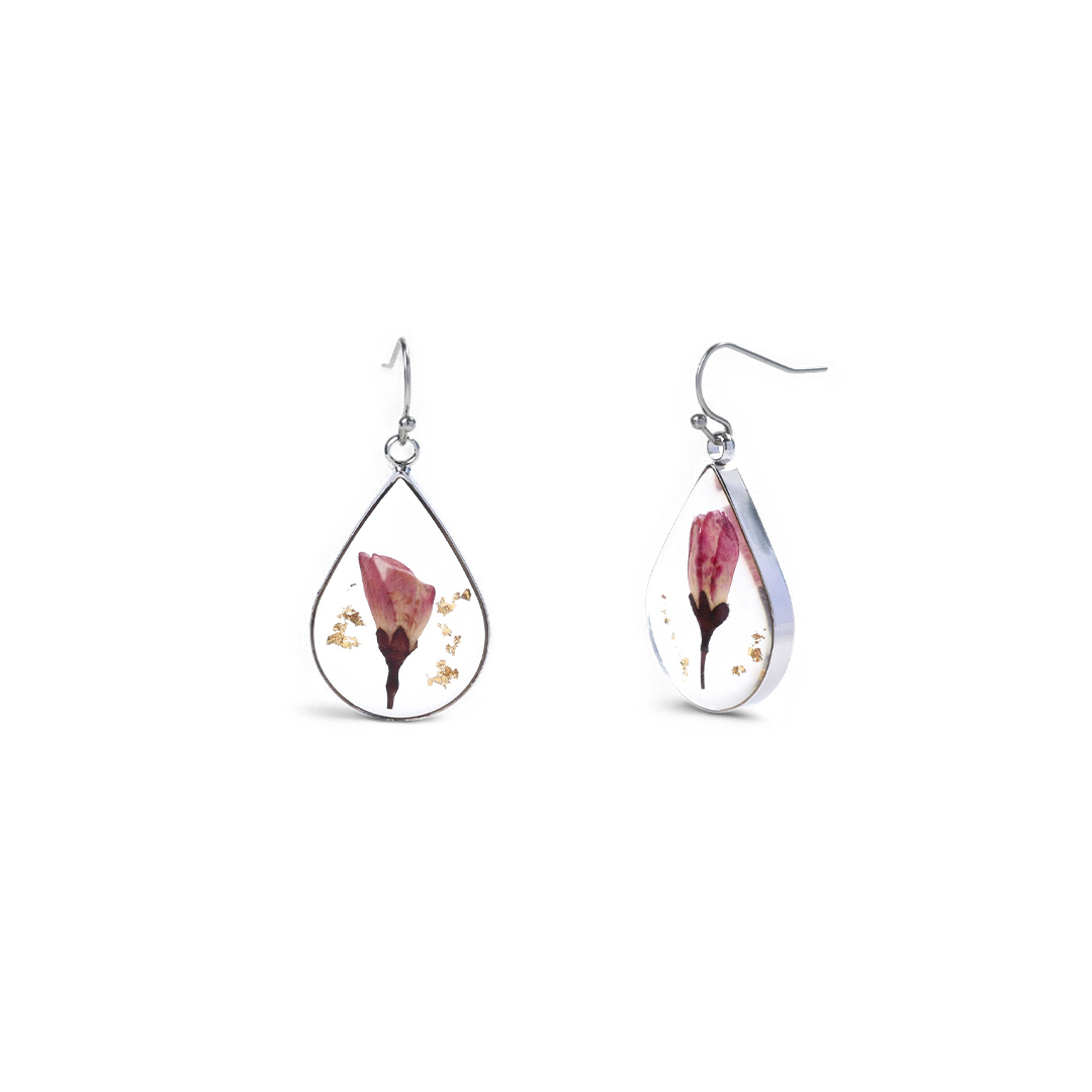 Boucles d'oreilles en fleurs de naissance pressées
