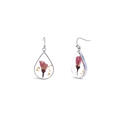 Boucles d'oreilles en fleurs de naissance pressées