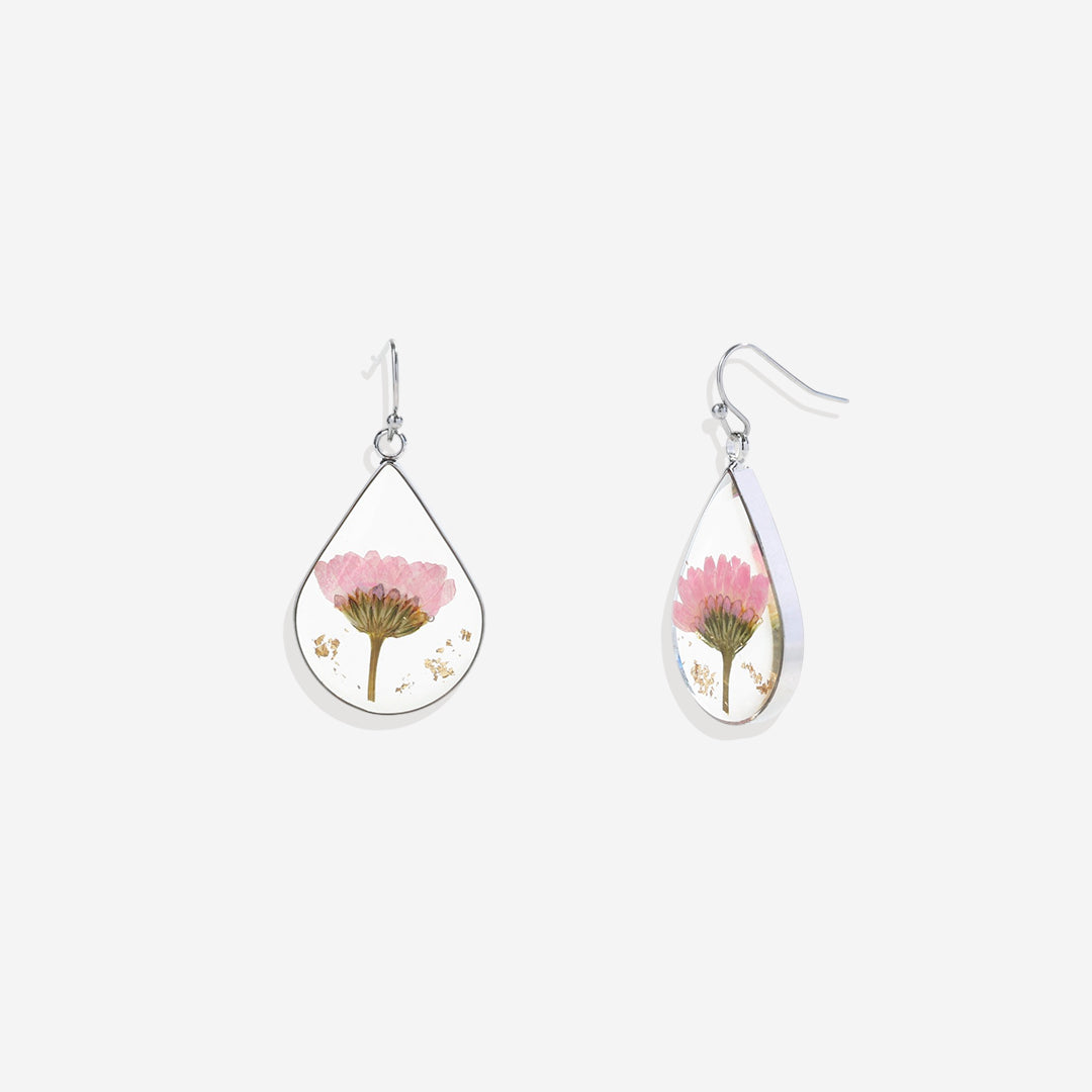 Boucles d'oreilles en fleurs de naissance pressées