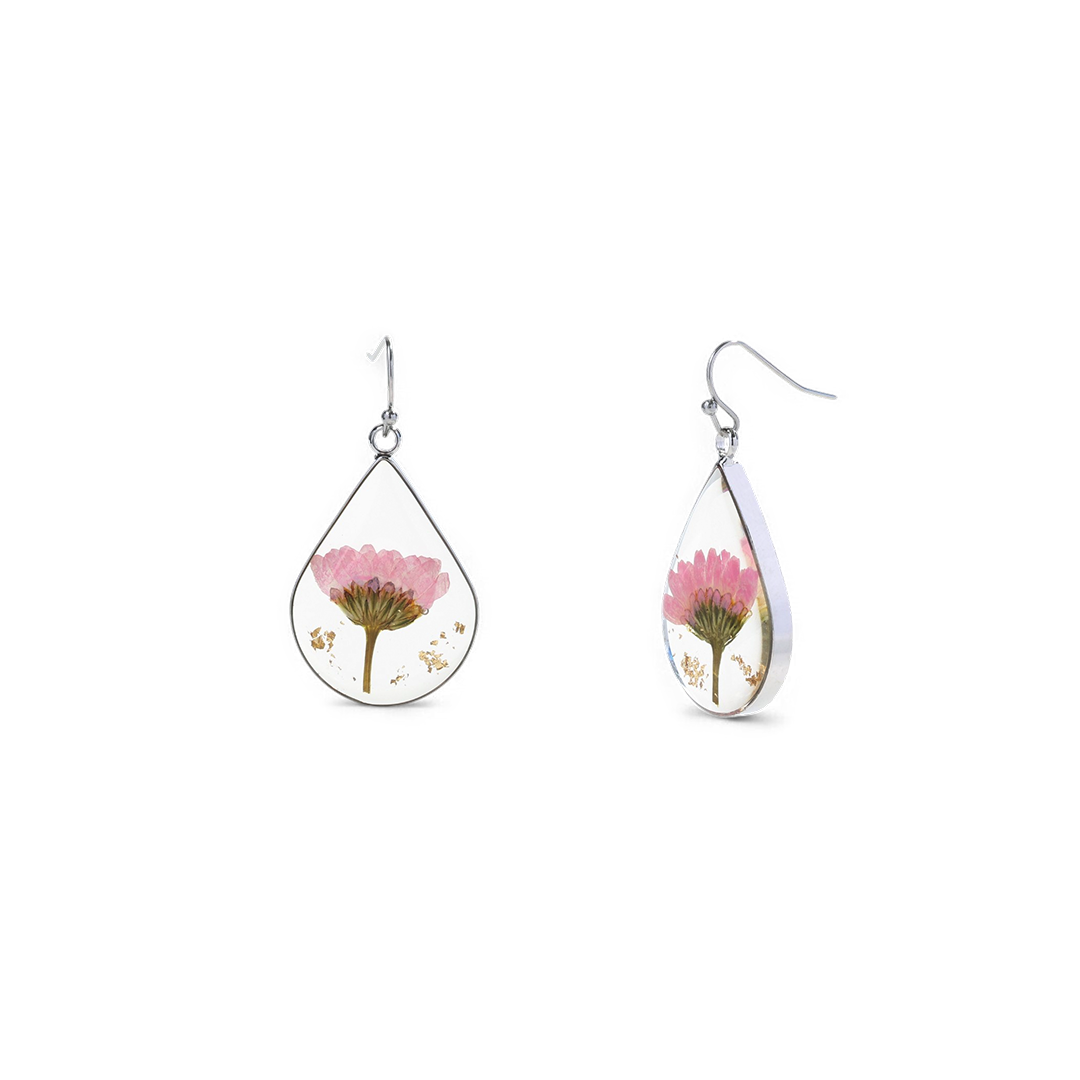 Boucles d'oreilles en fleurs de naissance pressées