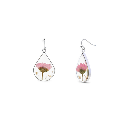 Boucles d'oreilles en fleurs de naissance pressées