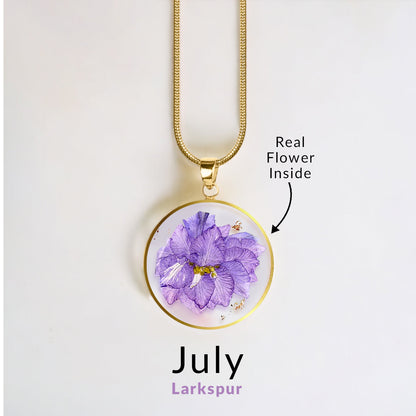 Collier de fleurs de naissance pressées