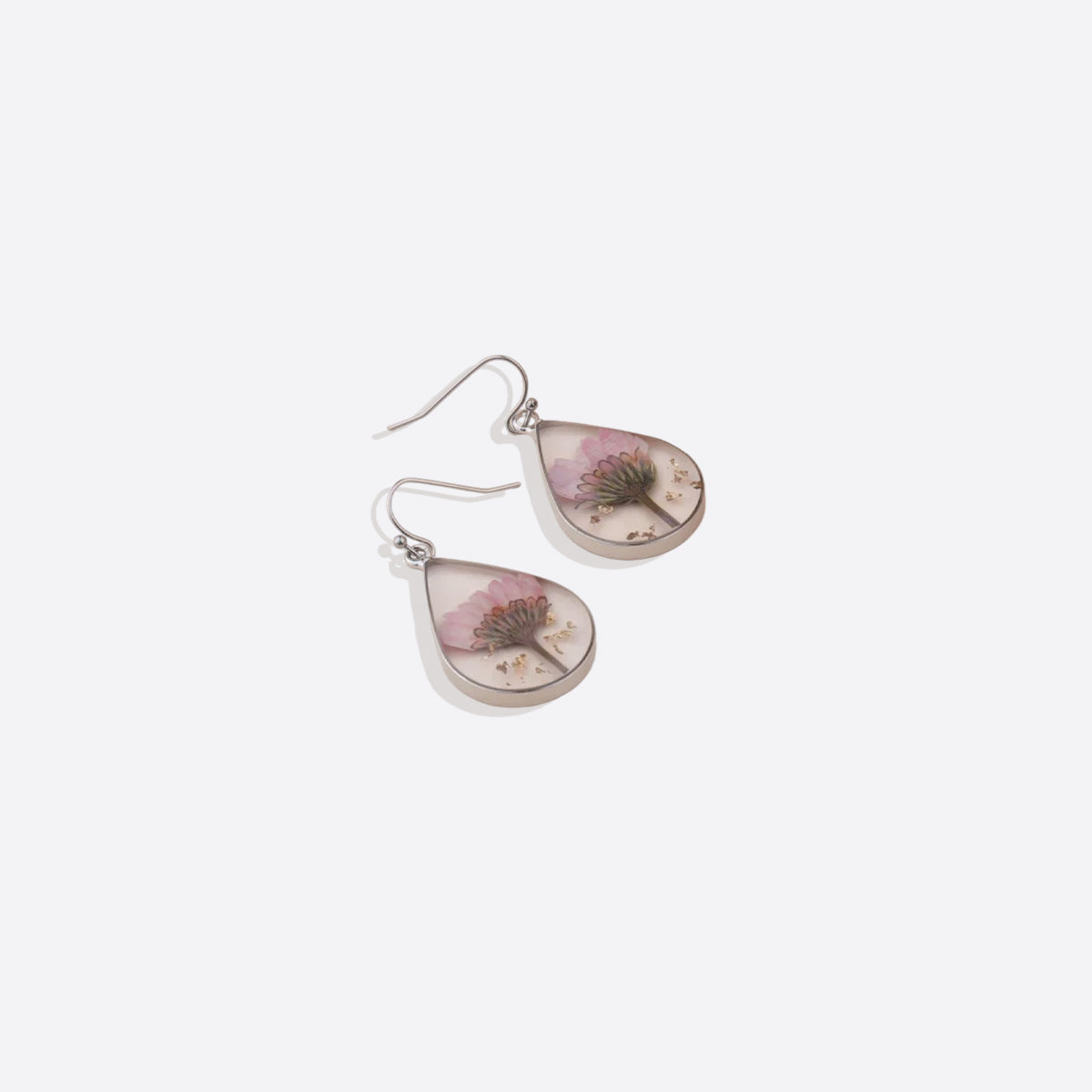 Boucles d'oreilles en fleurs de naissance pressées