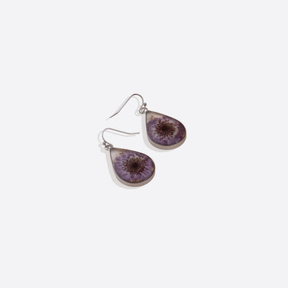 Boucles d'oreilles en fleurs de naissance pressées