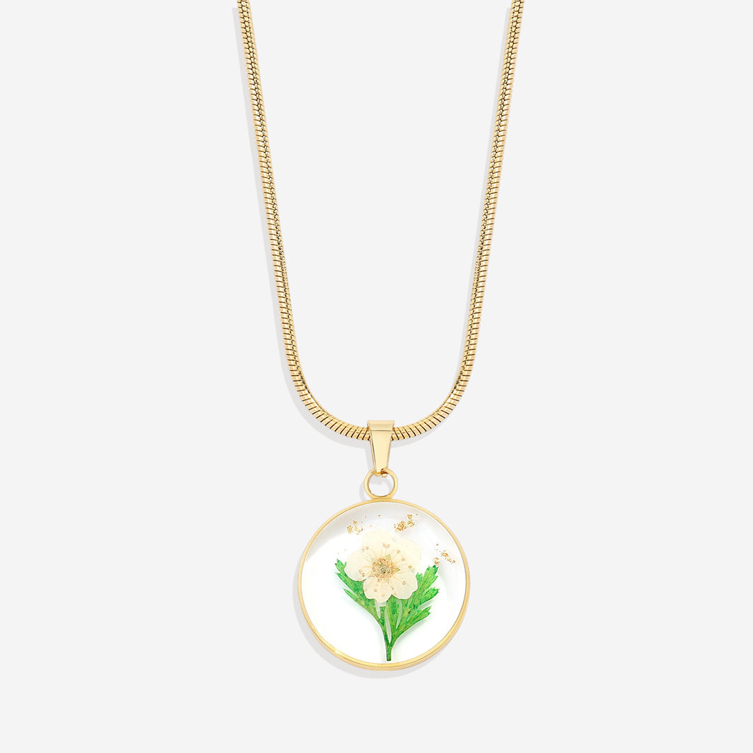 Collier de fleurs de naissance pressées