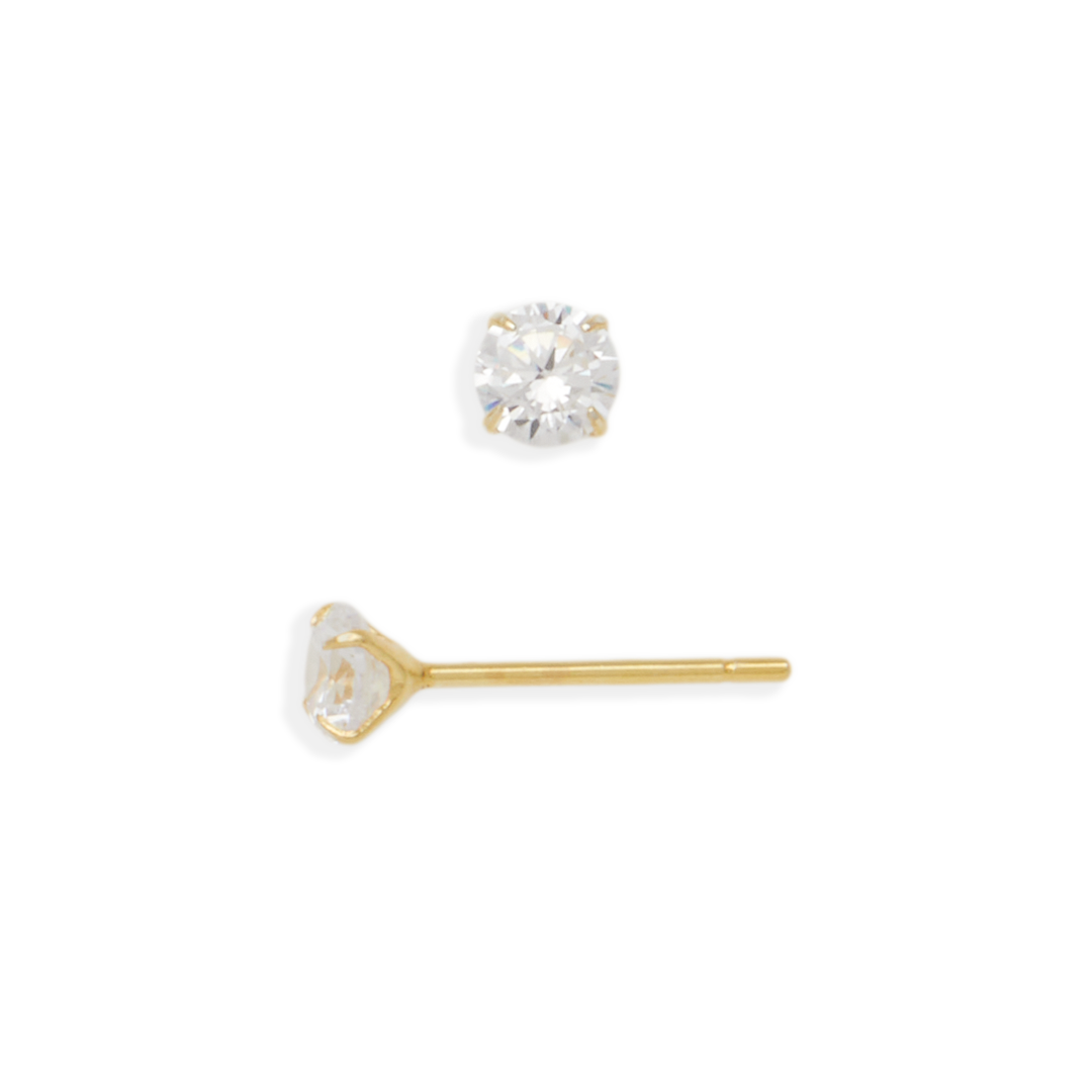 Clous d'oreilles solitaires classiques de 4 mm