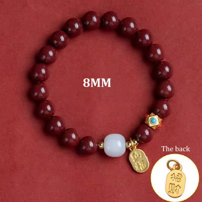 Prosperity & Luck Red Bead White Jade Bracelet