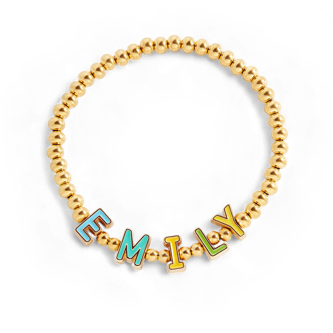 Bracelet Lettre Bonbon Arc-en-ciel