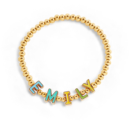 Bracelet Lettre Bonbon Arc-en-ciel
