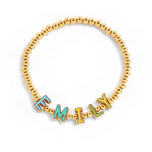 Bracelet Lettre Bonbon Arc-en-ciel