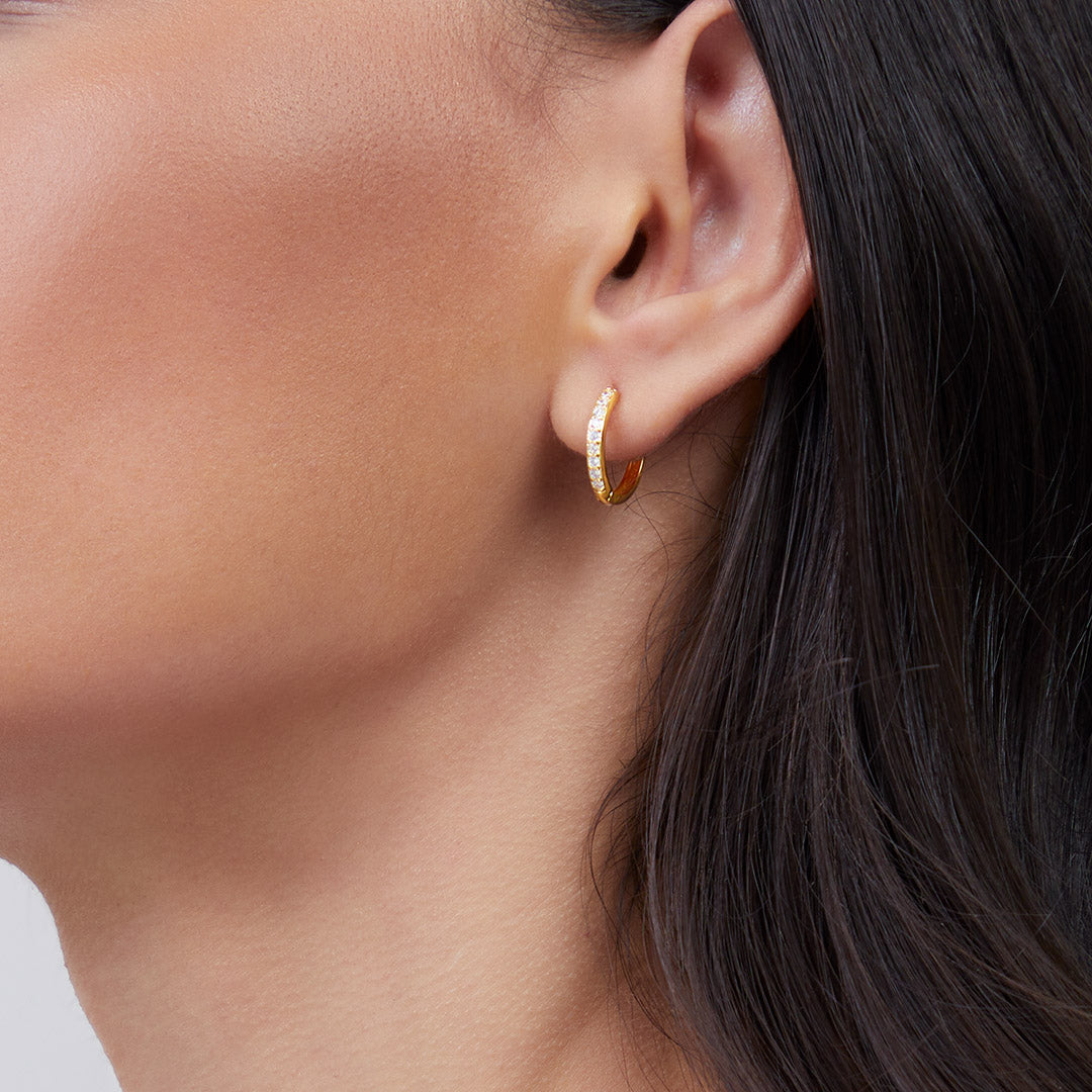 Pave Huggie Hoop Earrings
