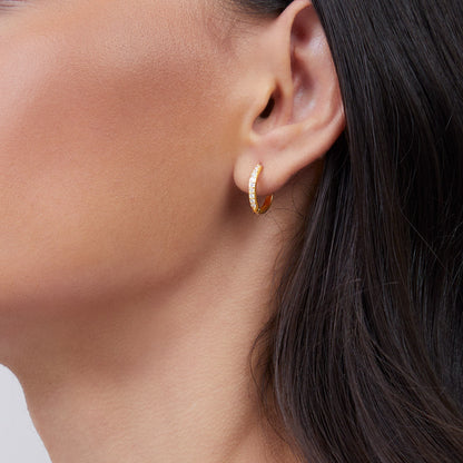 Pave Huggie Hoop Earrings
