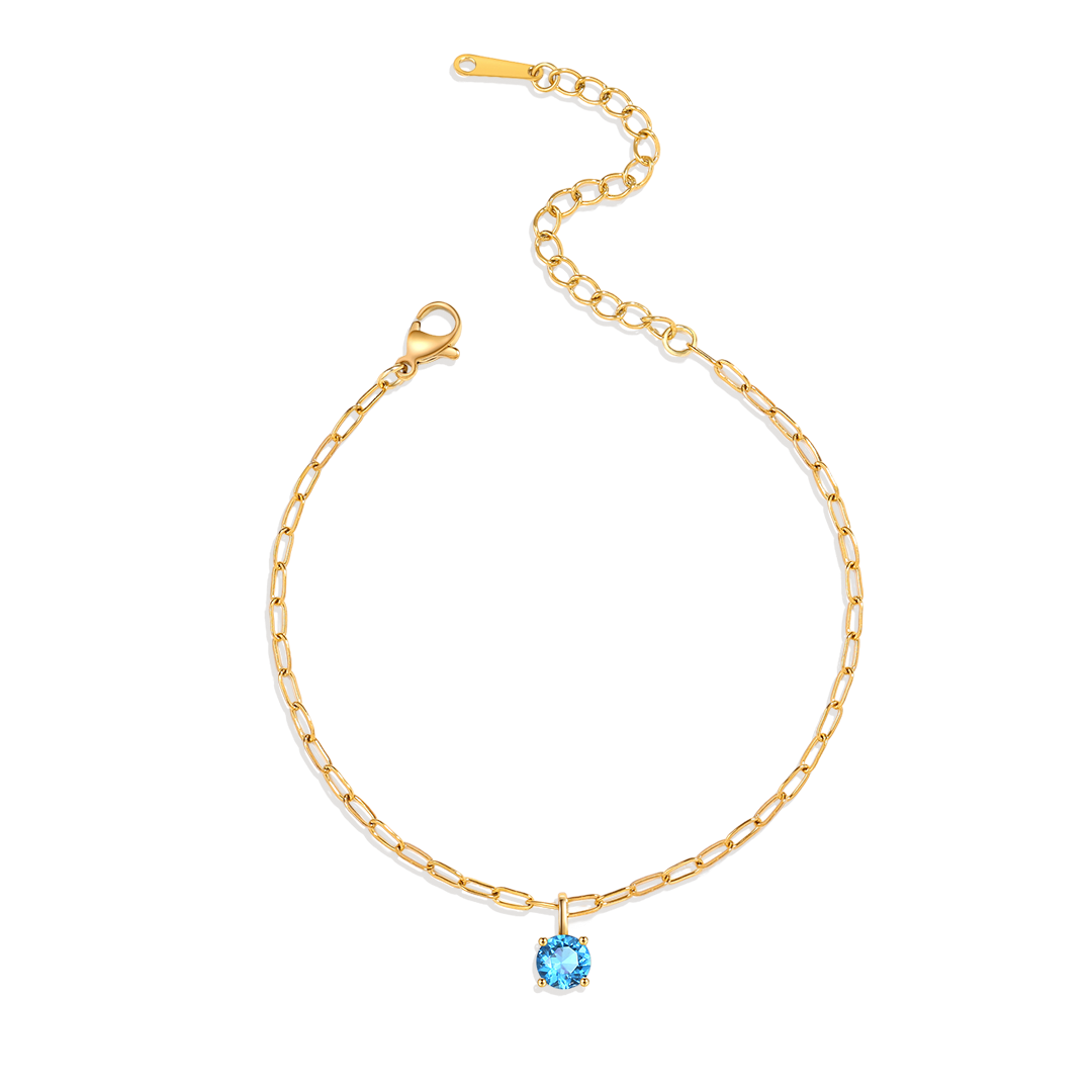 Bracelet avec pierre de naissance taille ronde