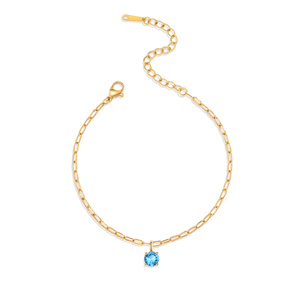 Bracelet avec pierre de naissance taille ronde