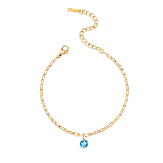 Bracelet avec pierre de naissance taille ronde