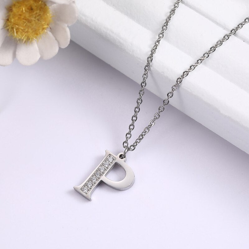 Collier satellite avec lettres en cristal