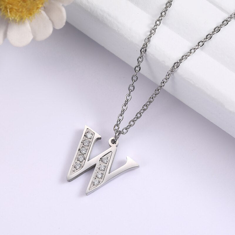 Collier satellite avec lettres en cristal