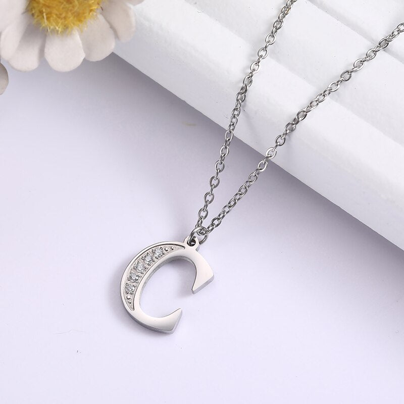 Collier satellite avec lettres en cristal