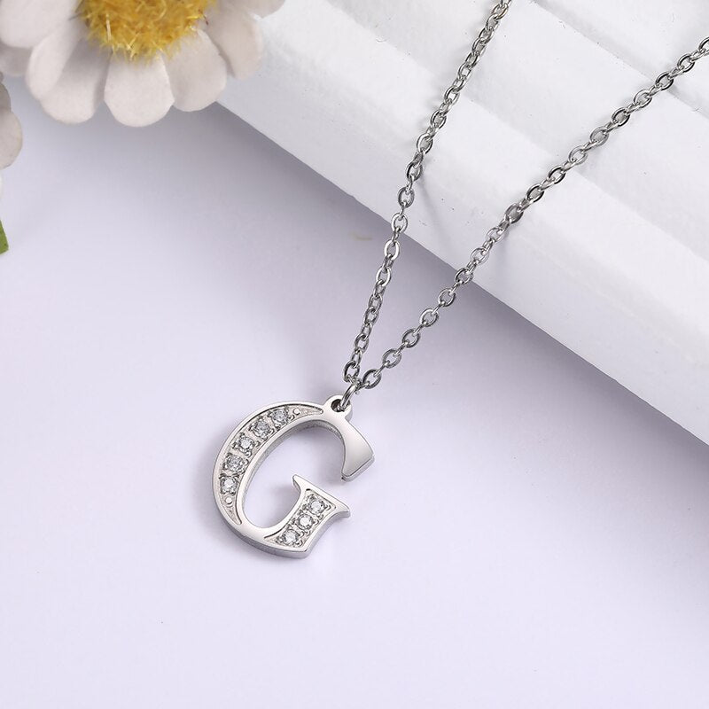 Collier satellite avec lettres en cristal