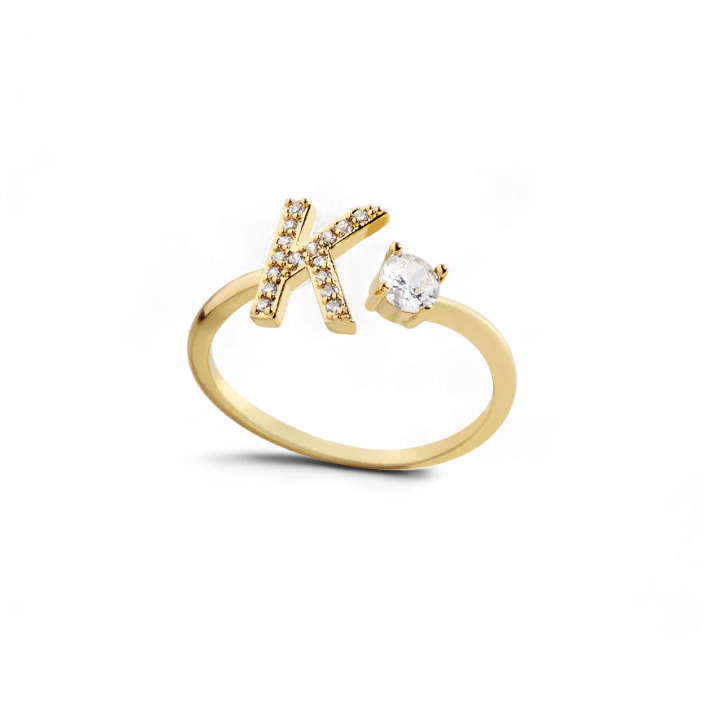 Verstellbarer Pavé-Ring mit Initialen