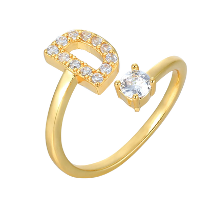 Verstellbarer Pavé-Ring mit Initialen