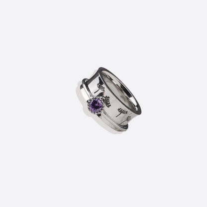 Bague Fidget Spinning Pissenlit Argent Pierre de Naissance