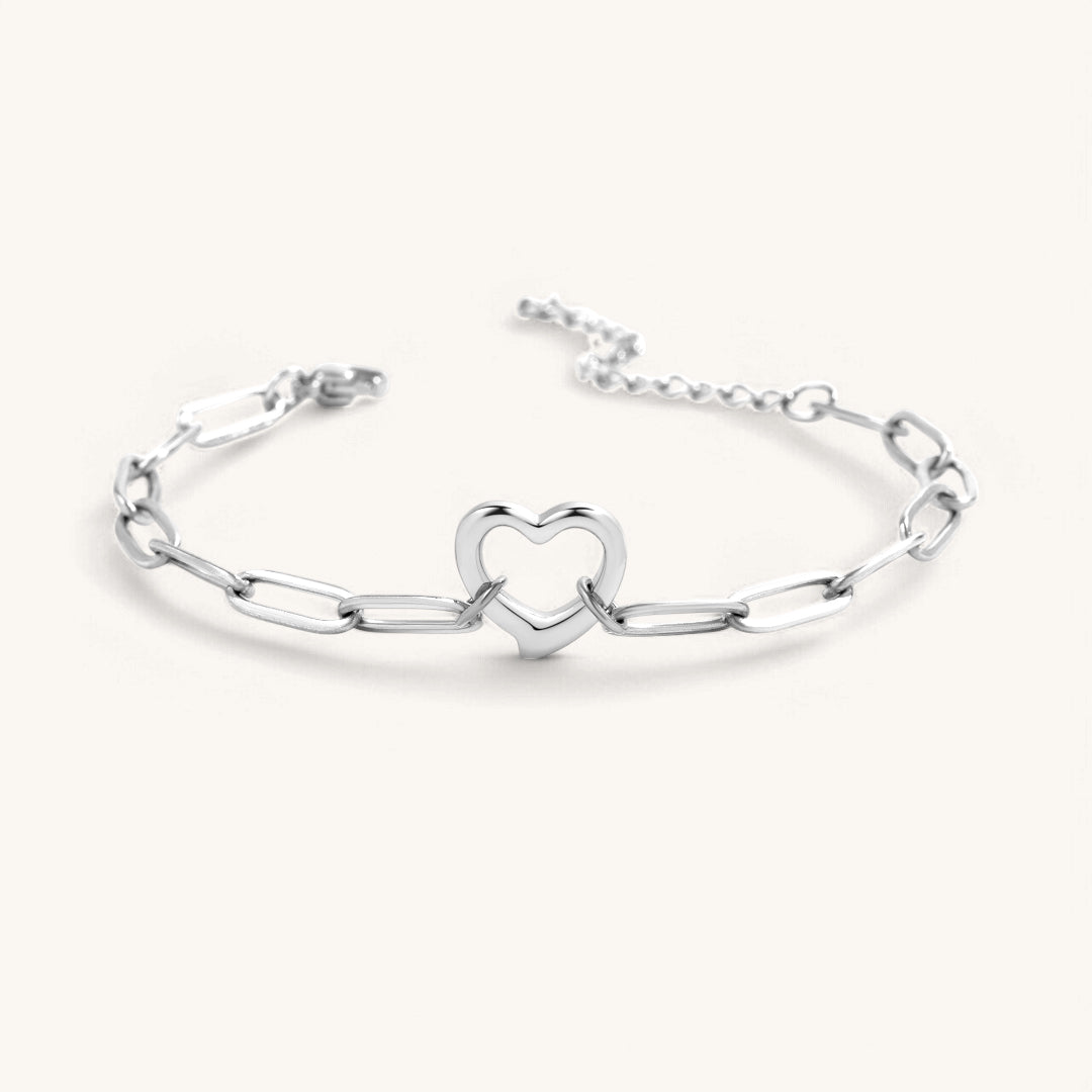 Bracelet chaîne trombone cœur ouvert