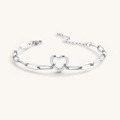 Bracelet chaîne trombone cœur ouvert