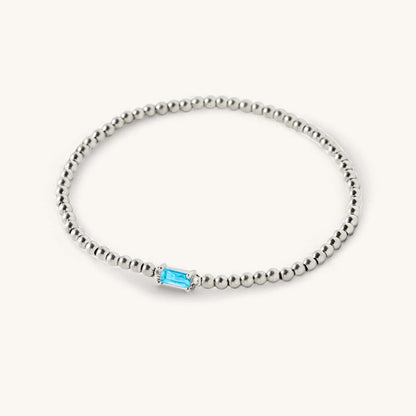 Bracelet en argent sterling avec perles et pierre de naissance