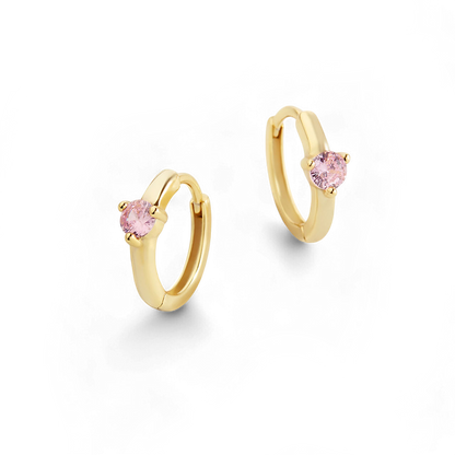 Single Stone Birthstone Huggie Hoops