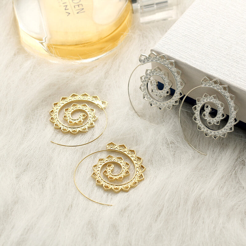Créoles Hippie Spirales - Grandes Boucles d'Oreilles Tendance